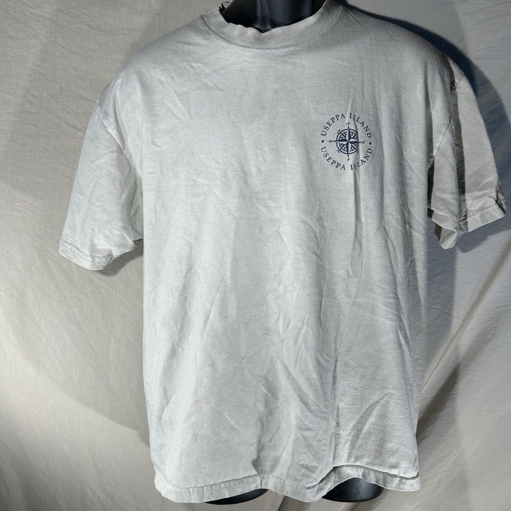 Vintage Useppa Island Florida T Shirt Mens L Hanes Beefy-T Map Fishing Y2K